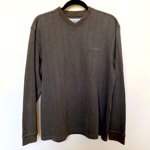 Columbia Knit Top Sweater Mens Brown V-neckline